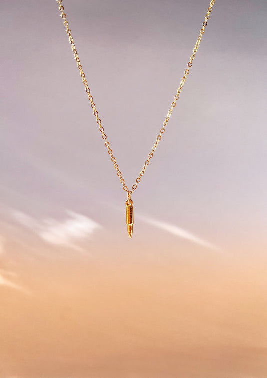 LUCIFER INSPIRED CHLOE'S BULLET NECKLACE (GOLD STAINLESS STEEL)